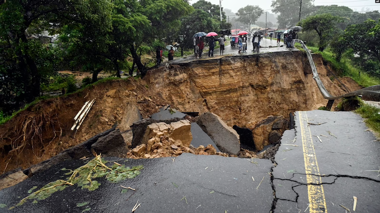 Damaged road in Malawi